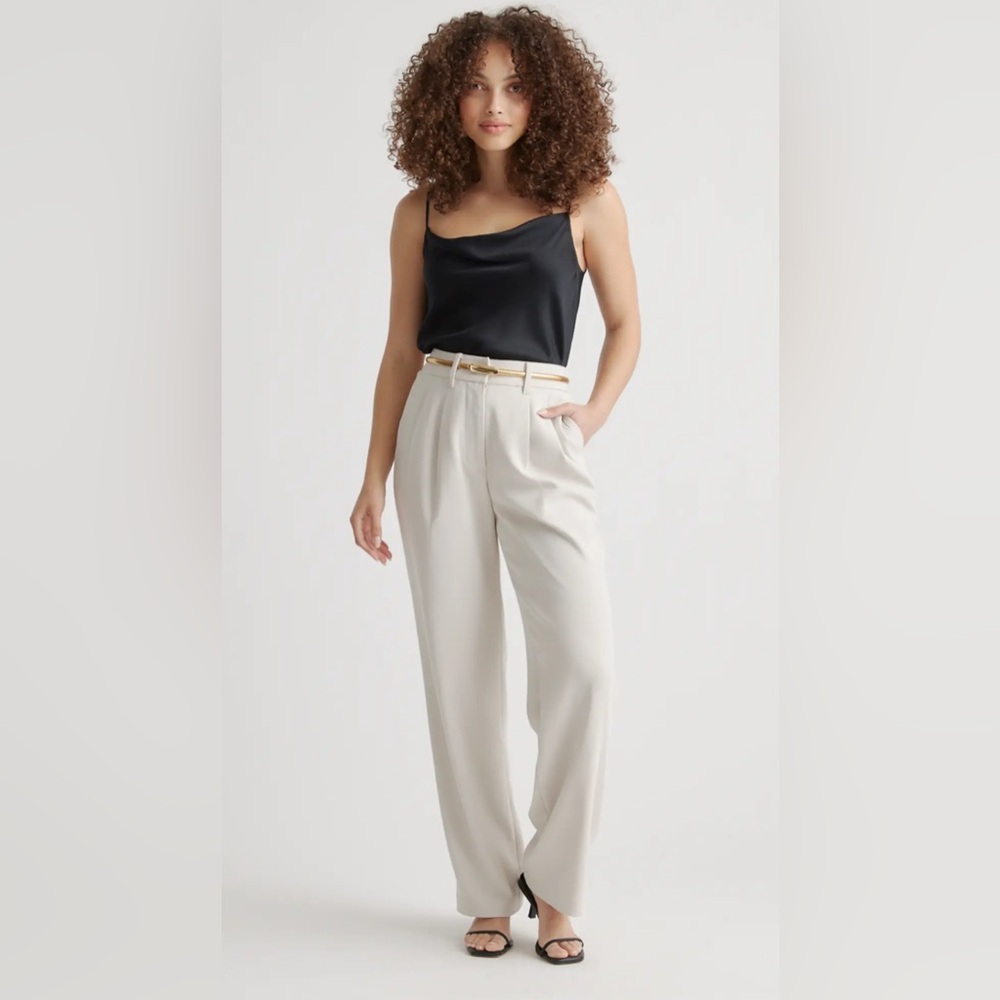Quince Cream High-Waist Wide-Leg Trousers